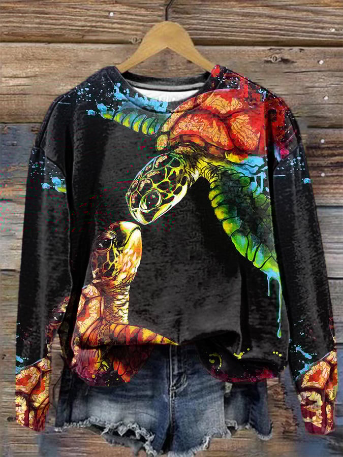 Women's Maui Sea Turtle Print Sweatshirt