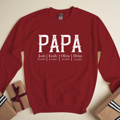 Personalized Papa Grandkids Est Sweatshirt