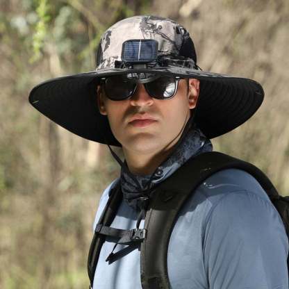 🔥LAST DAY 49% OFF - Wide Brim Solar Fan Outdoor Fishing Hat-Solar & USB Charging