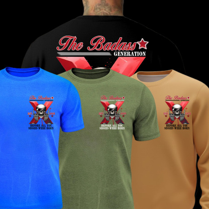 The Badass Generation X Skull  Unisex T-shirt, Custom Est, Gen X 1965-1980 Fabric Fit Top Casual Fashion