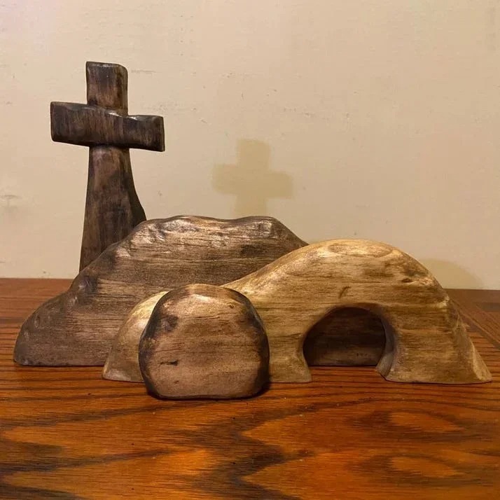 ️100% Handmade Empty Tomb Easter Scene And Cross