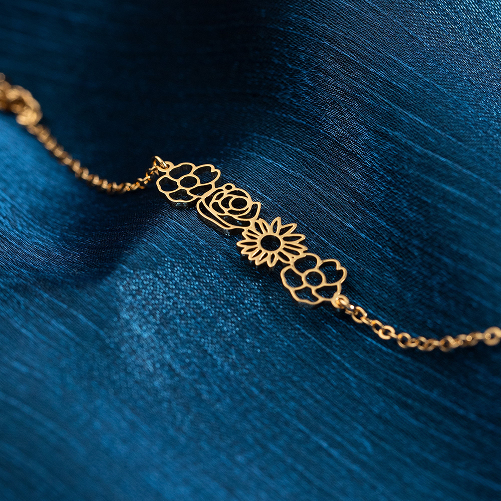 Personalized Mother's Day Dainty Adjustable Birth Flowers Family Jewelry | GC048