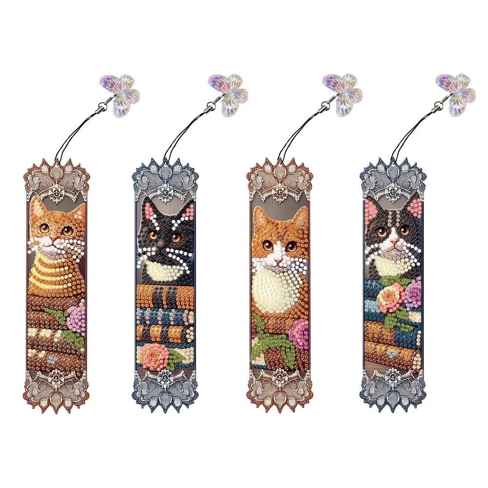 4Pcs Diamond Painting Flower Bookmark Making Kit for Book Lovers