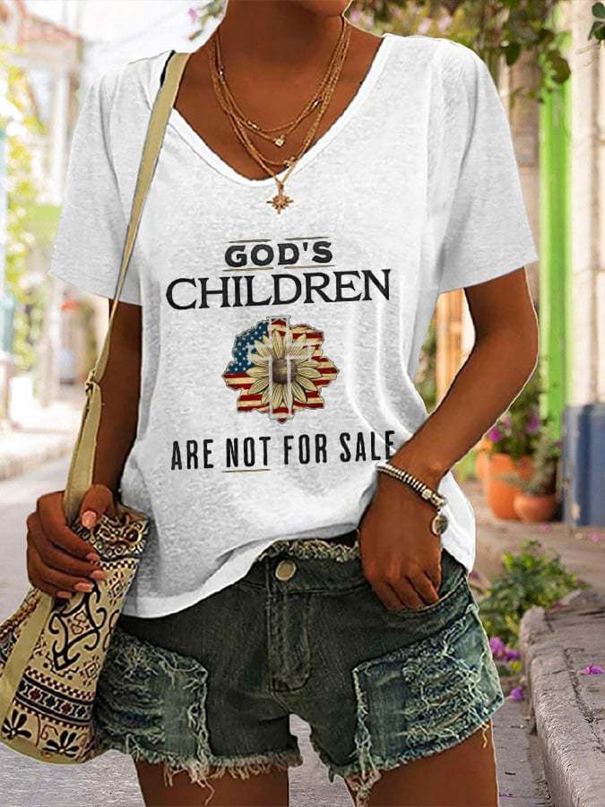 Women's God'S Children Are Not For Sale Print Short Sleeve T-Shirt