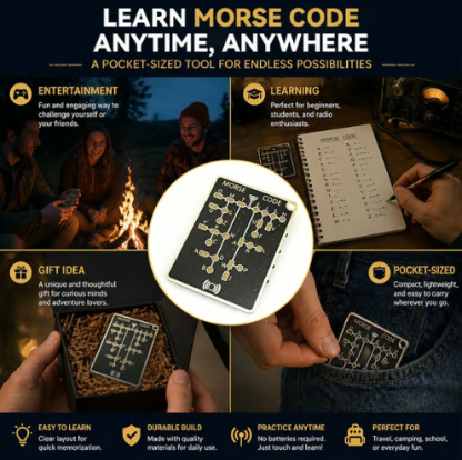📟 Morse Code Trainer Card Pro (LED Edition)