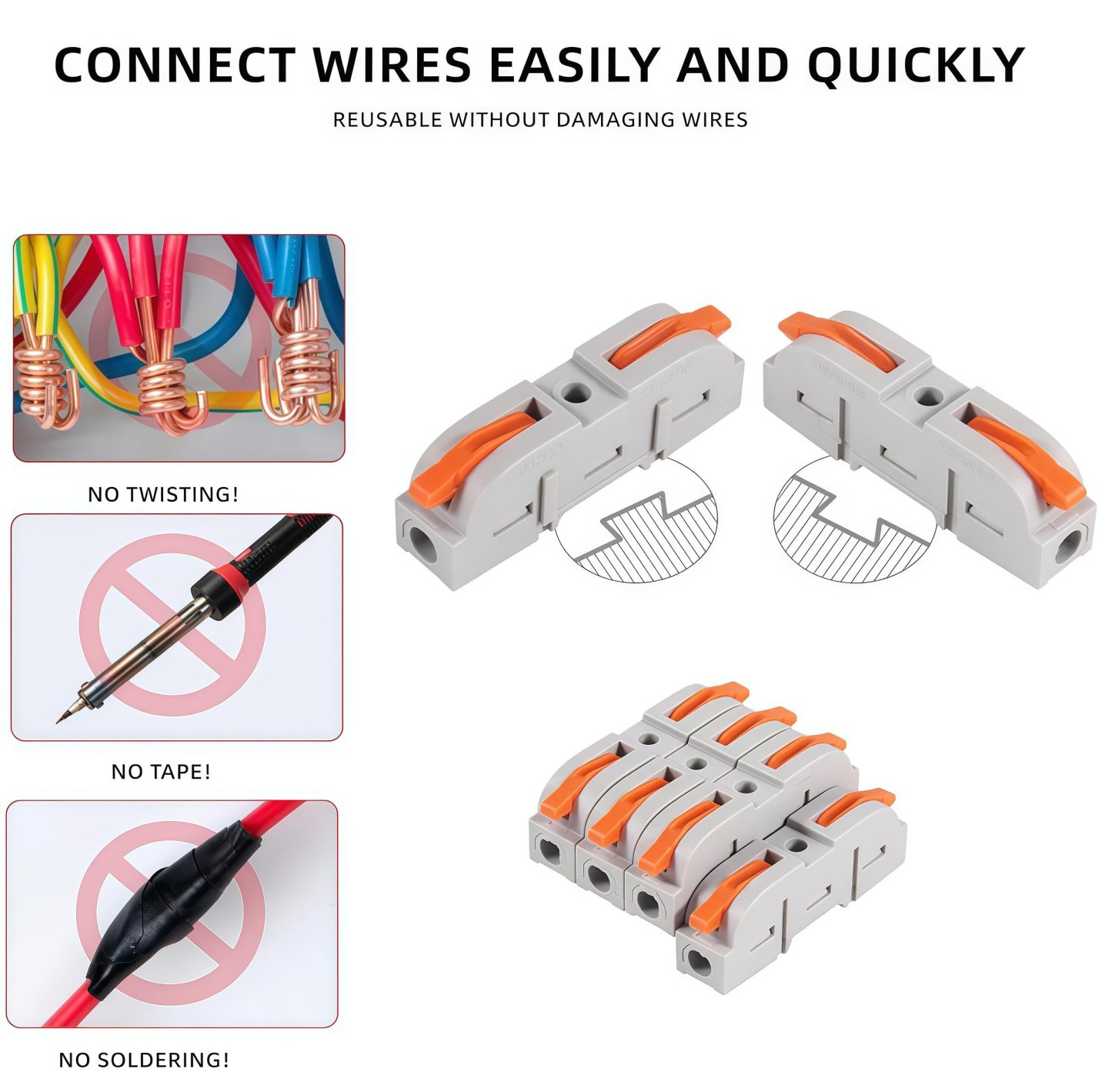 🔥🛠️Universal Quick Lever Electrical Wire Connectors (24-12 AWG) Assortment (50/100Pcs) + Wire Stripper