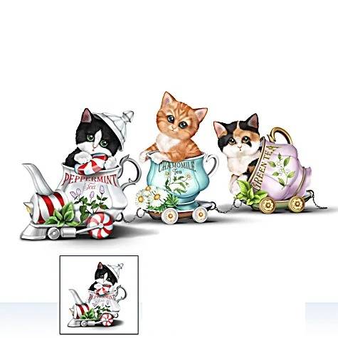 Kitten Teacup Train Figurine Collection