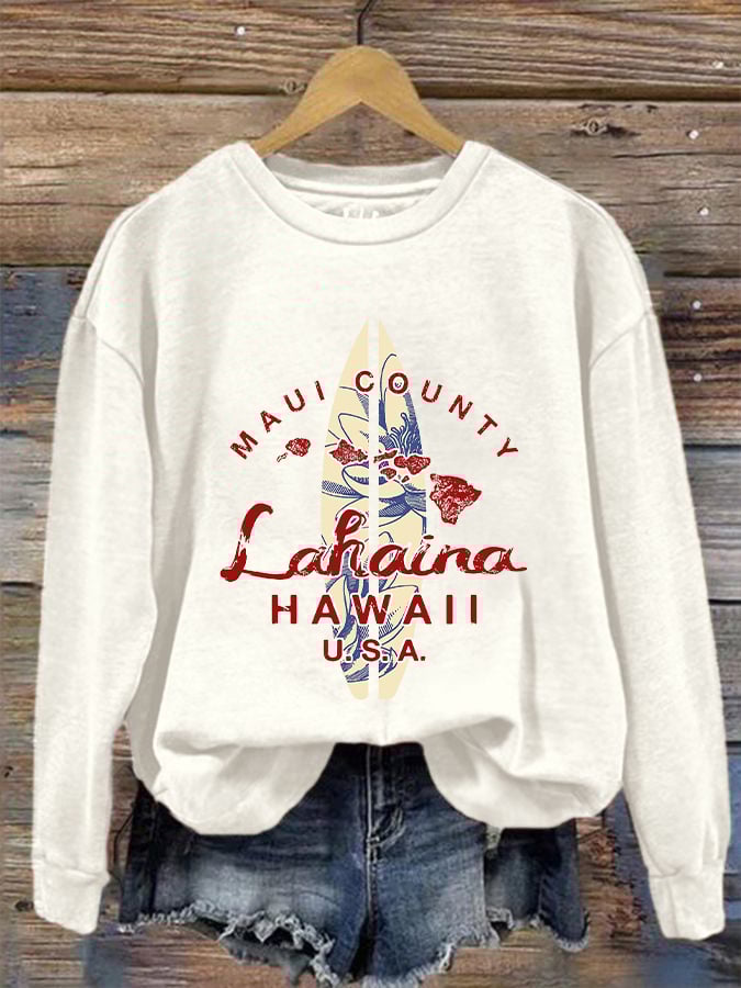 Women's Maui Lahaina Strong Print Crew Neck Sweatshirt