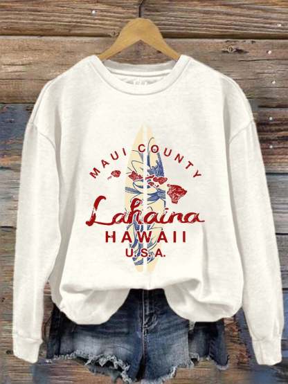 Women's Maui Lahaina Strong Print Crew Neck Sweatshirt