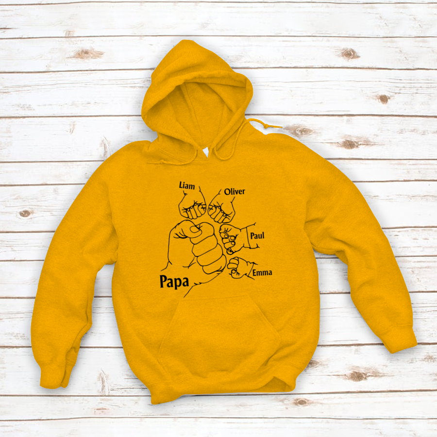 Papa And Kids Hand, Birthday Gift For Papa Hoodie