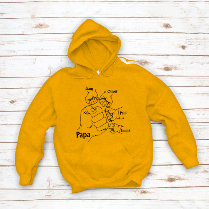 Papa And Kids Hand, Birthday Gift For Papa Hoodie