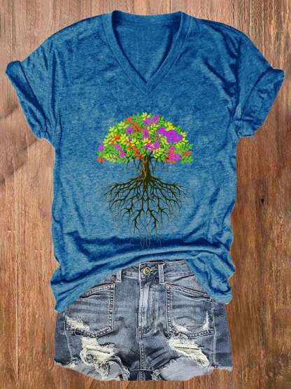 Women's Casual Maui Print Short Sleeve T-Shirt