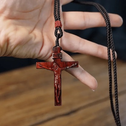 ️100% Handmade Jesus Cross Wooden Necklace