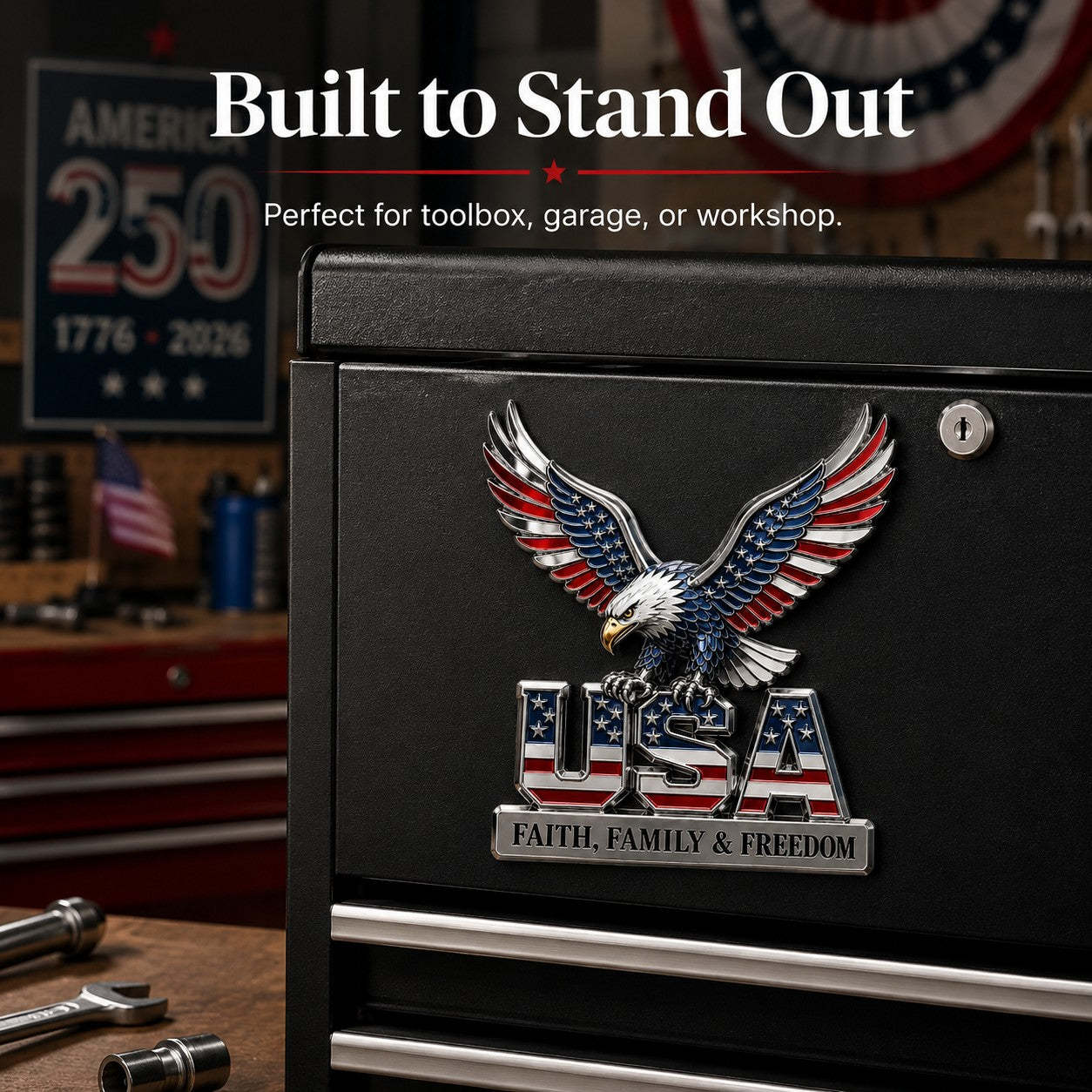 49% OFF - ★USA Faith, Family & Freedom★ Metal Emblem