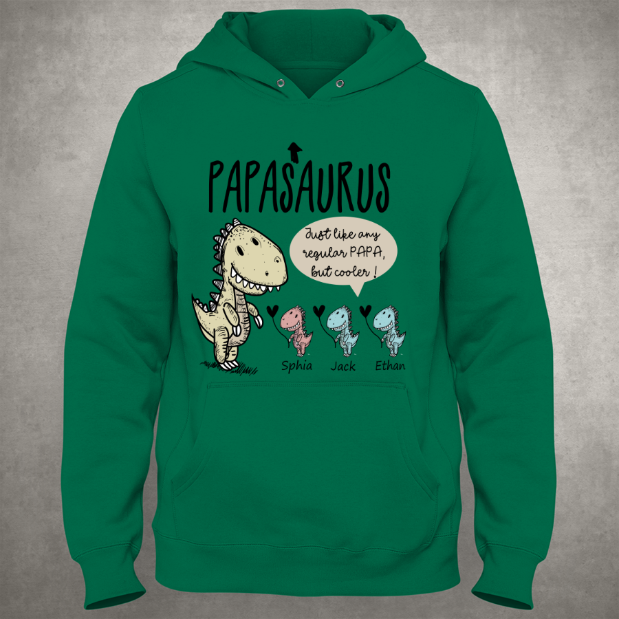 Personalized Papa saurus cute with grandkids Hoodie