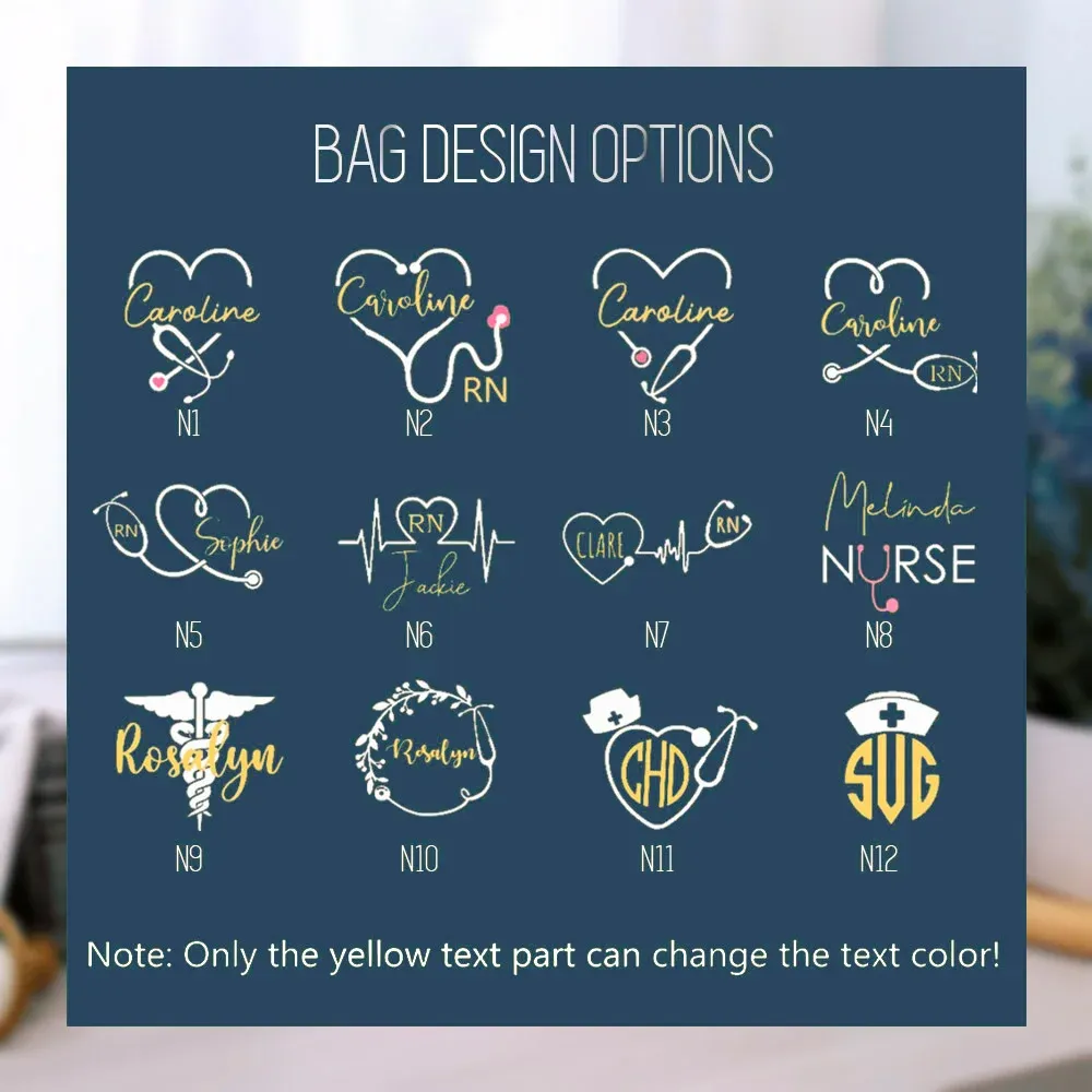 Bag Color Personalized Nurse Tote Bag with Zipper Nurse Week Appreciation Graduation Gift