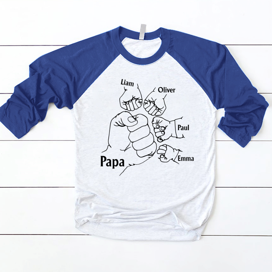 Papa And Kids Hand, Birthday Gift For Papa Baseball