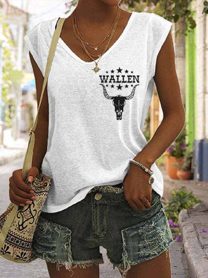 Women's Wallen Last Night We Let The Liquor Talk Pint Print Vest