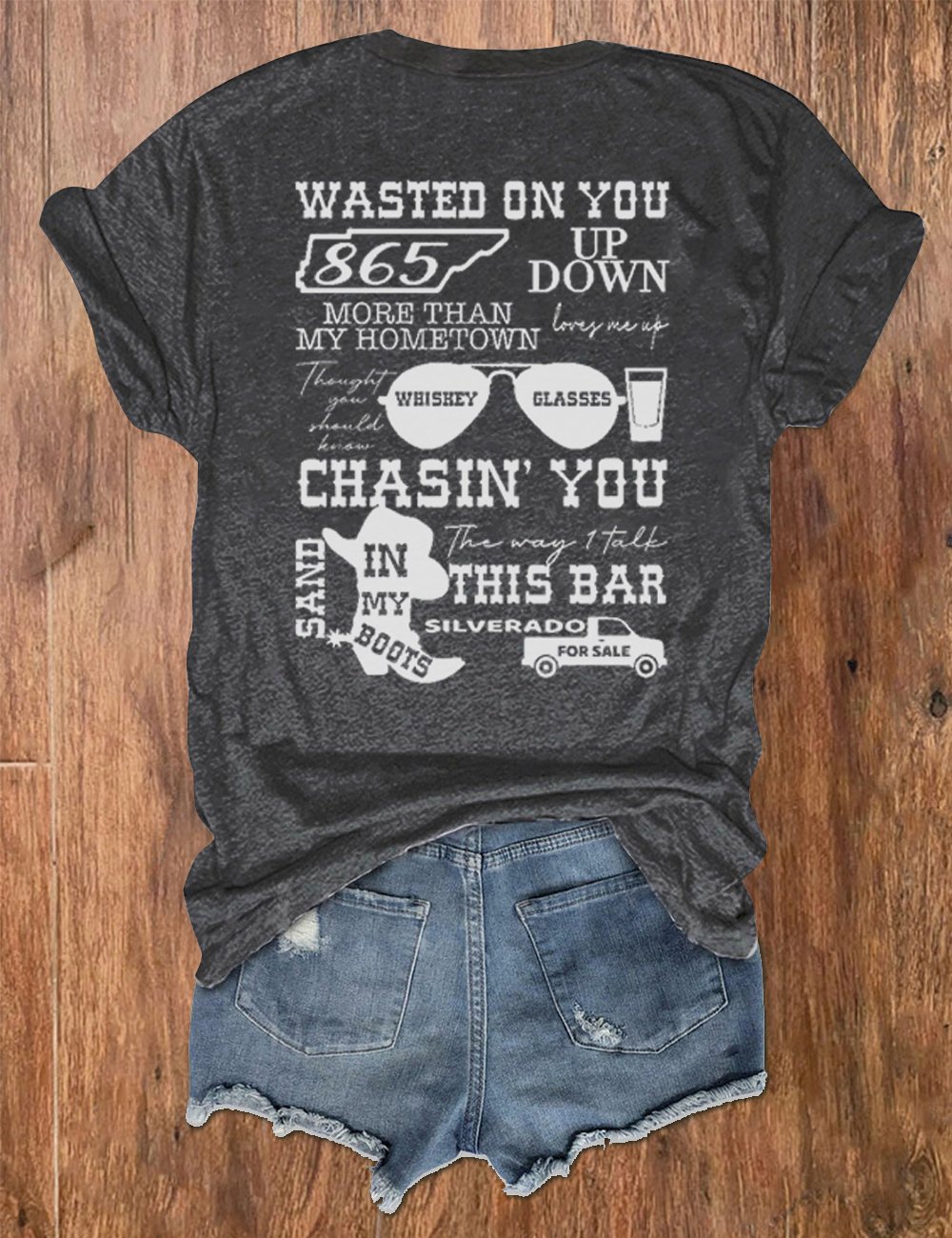Women's Wallen Wasted On You Shirt Country Music Print Crew Neck T-Shirt