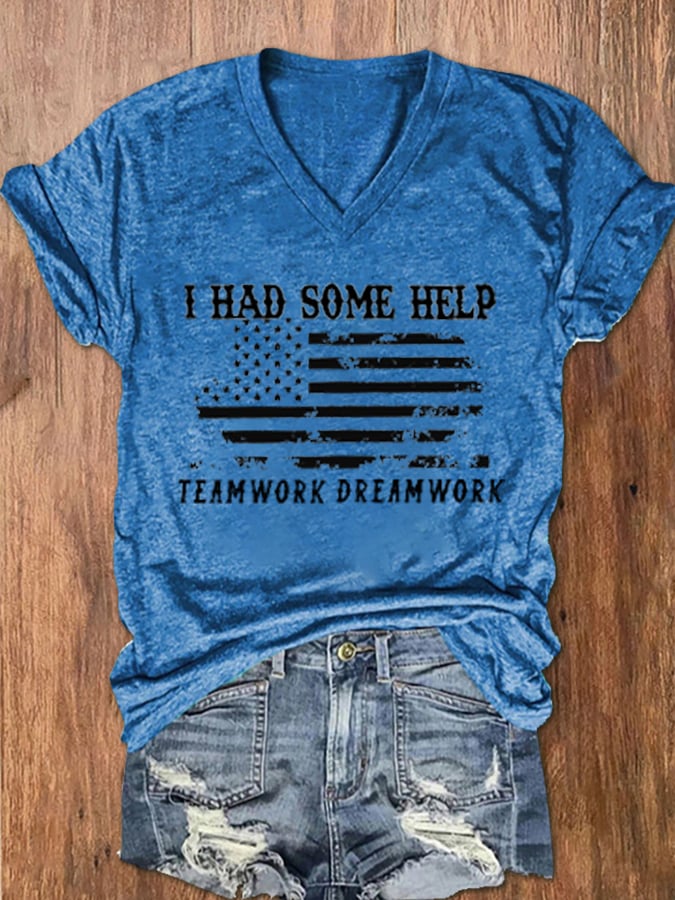 Women's I Had Some Help Print V-Neck T-Shirt
