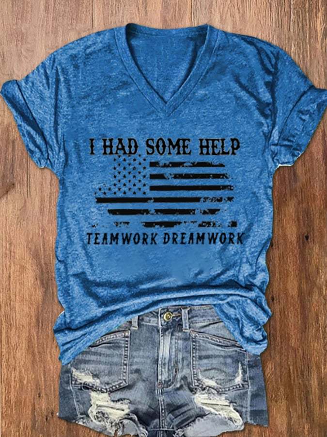 Women's I Had Some Help Print V-Neck T-Shirt