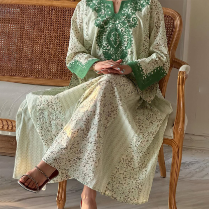 Women's Middle Eastern Floral Print Jalabiyas Dress