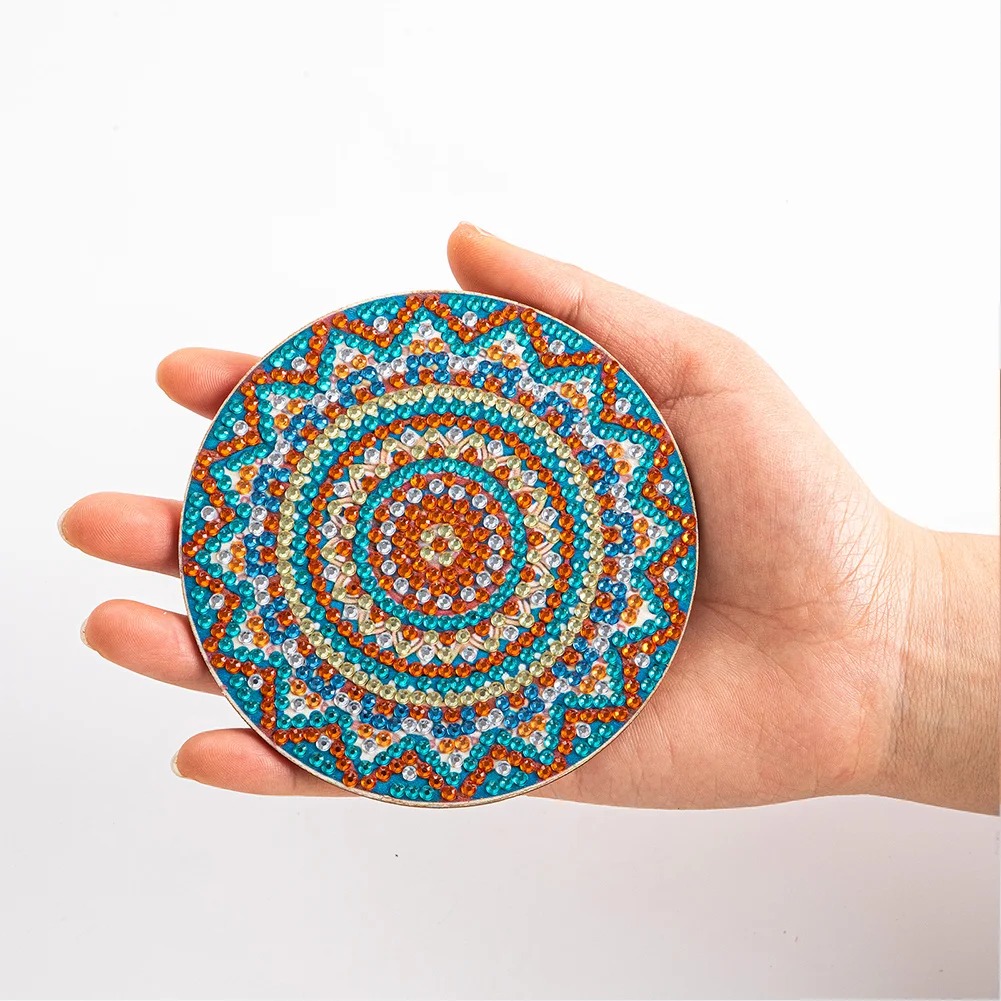 8pcs DIY Diamond Painting Coaster Mandala Wooden Cup Coaster