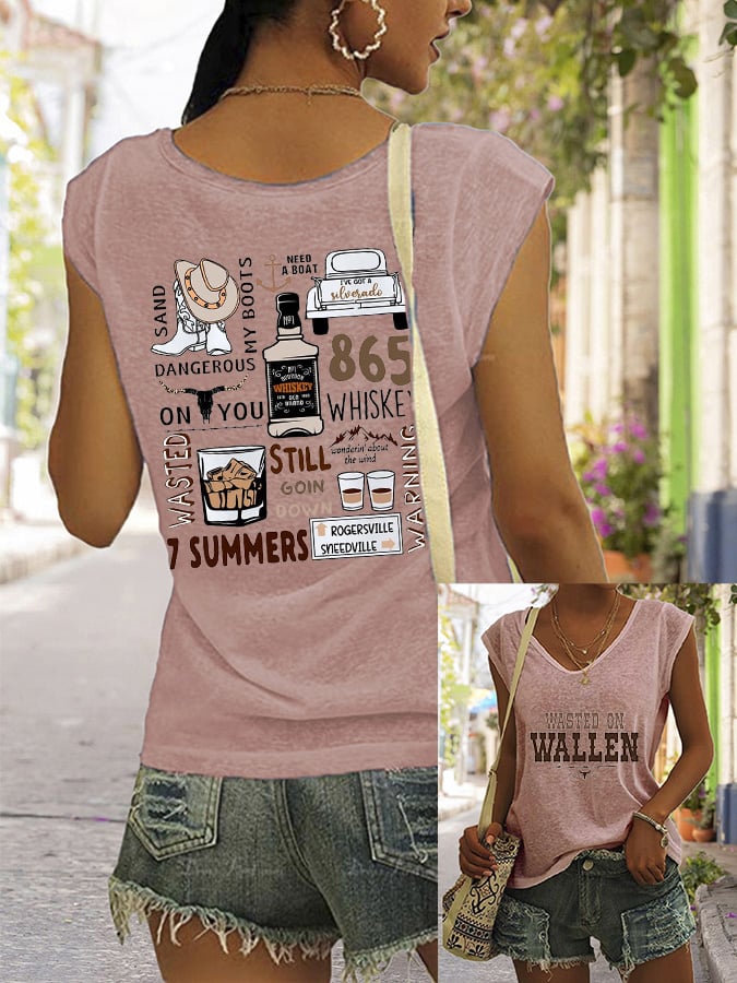 Women's Wallen Wasted On You Western Print Tank Top