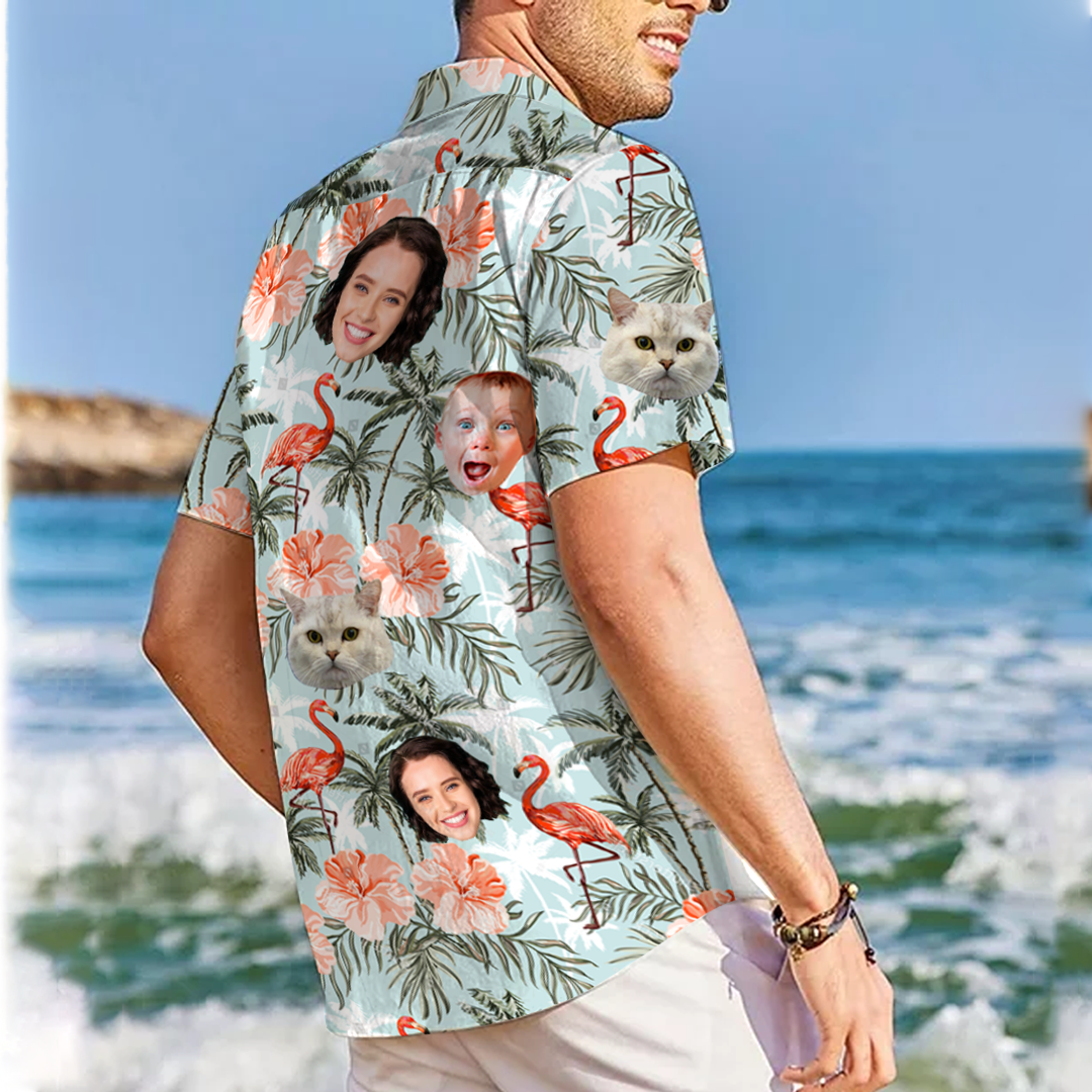 Hawaiian Shirt with Face, Custom photo Flamingo Shirts