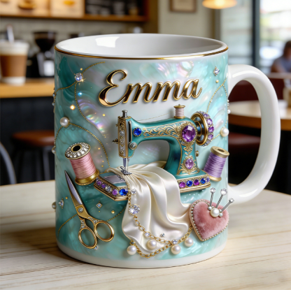 Personalized sewing machine mug