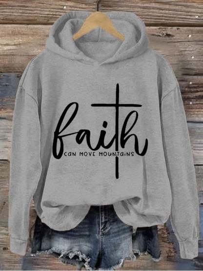 Women's Faith Can Move Mountains Cross Hoodie