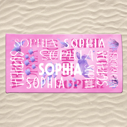 Personalized Summer Beach Towels, Custom Nickname And Kids Flowers Gifts Kids, Summer Beach Towels