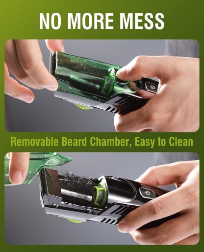 Built-in Vacuum Trimmer for Mustache, Sideburns, Facial Hair, Rechargeable, IPX6 Waterproof, 2 Comb, Comfort face 2in1 Electric Razor rechargeable men 2025 ornament