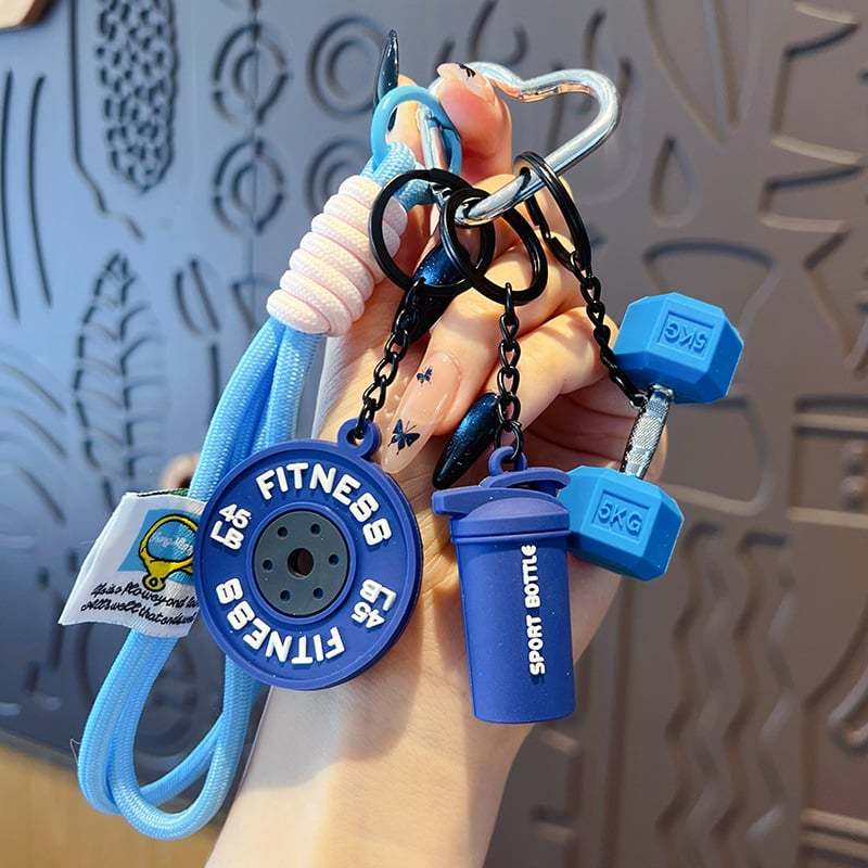 💪 Fitness Keychain Set – Dumbbell, Kettlebell & Weight Plate Pendant
