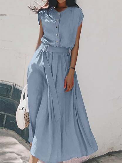 Chiffon Knee French Button Dress