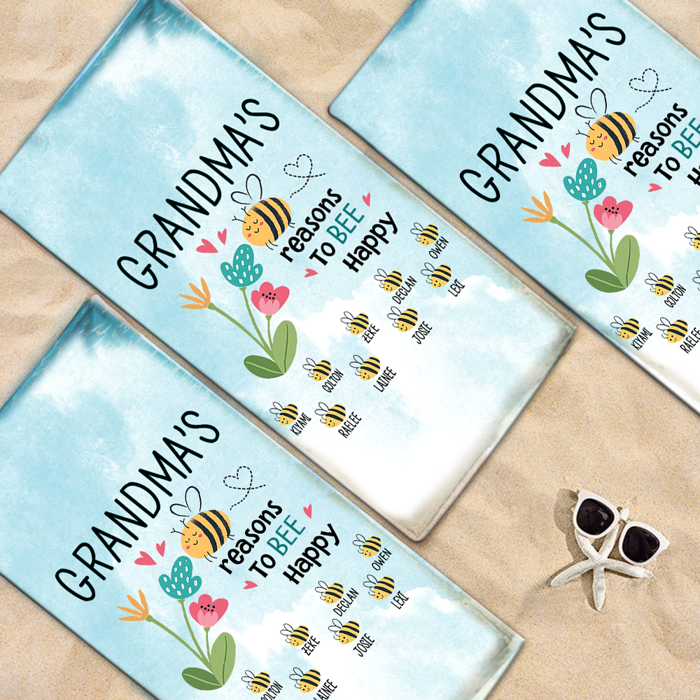Personalized Bee Beach Towels, Bee Gifts For Fun Beekeeping Grandma And Kids, Summer Bee Beach Towels