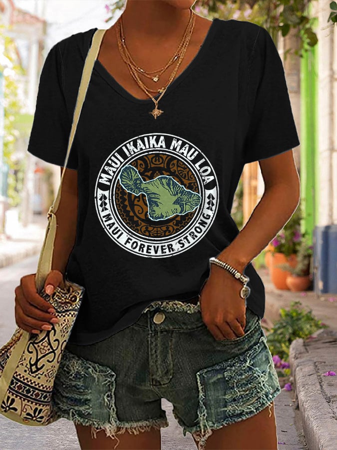 Women's Maui Forever Strong Ikaika Print Short Sleeve T-Shirt