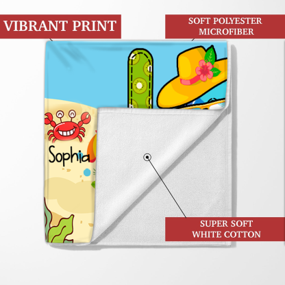 Personalized Grandma Beach Towel, Beach Love Gift for Grandma and Kids, Summer Beach Towel