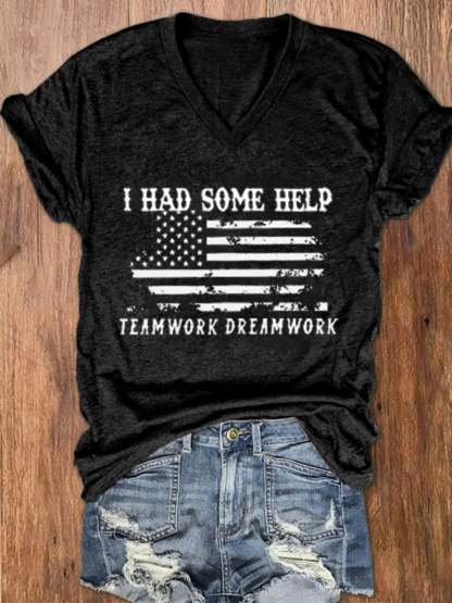 Women's I Had Some Help Print V-Neck T-Shirt