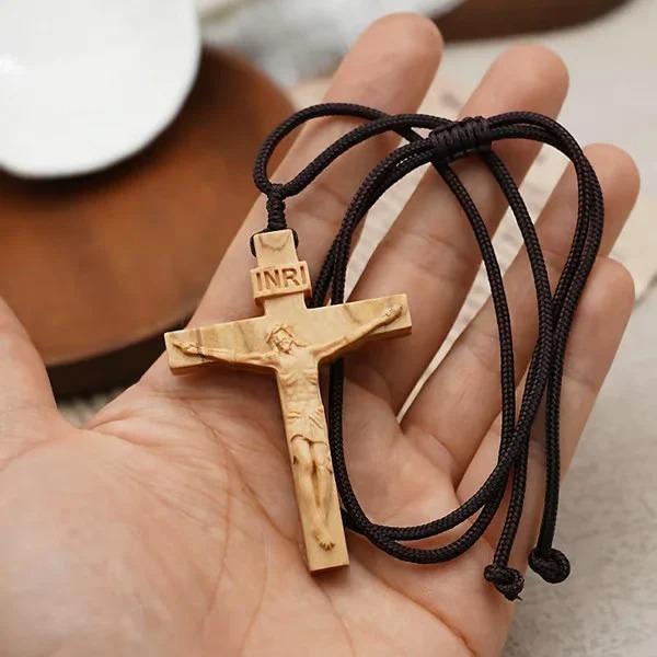 ️100% Handmade Jesus Cross Wooden Necklace