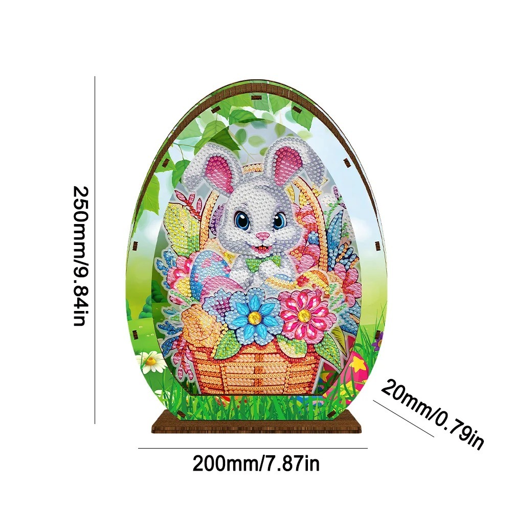 Wooden Easter Egg Rabbit Special Shaped Diamond Painting Lamp for Adult Kids