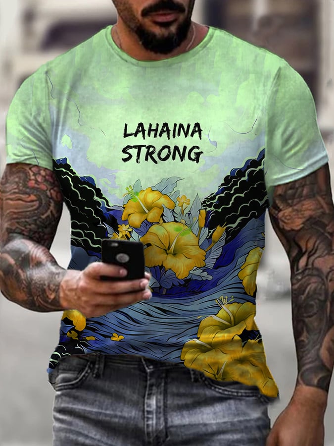 Men's Lahaina Strong Hibicus Print T-Shirt