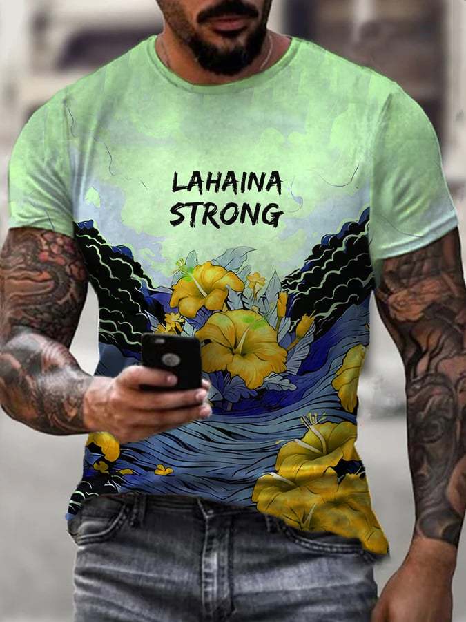 Men's Lahaina Strong Hibicus Print T-Shirt