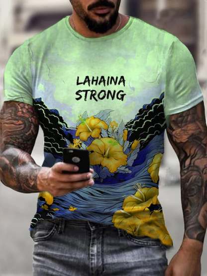 Men's Lahaina Strong Hibicus Print T-Shirt