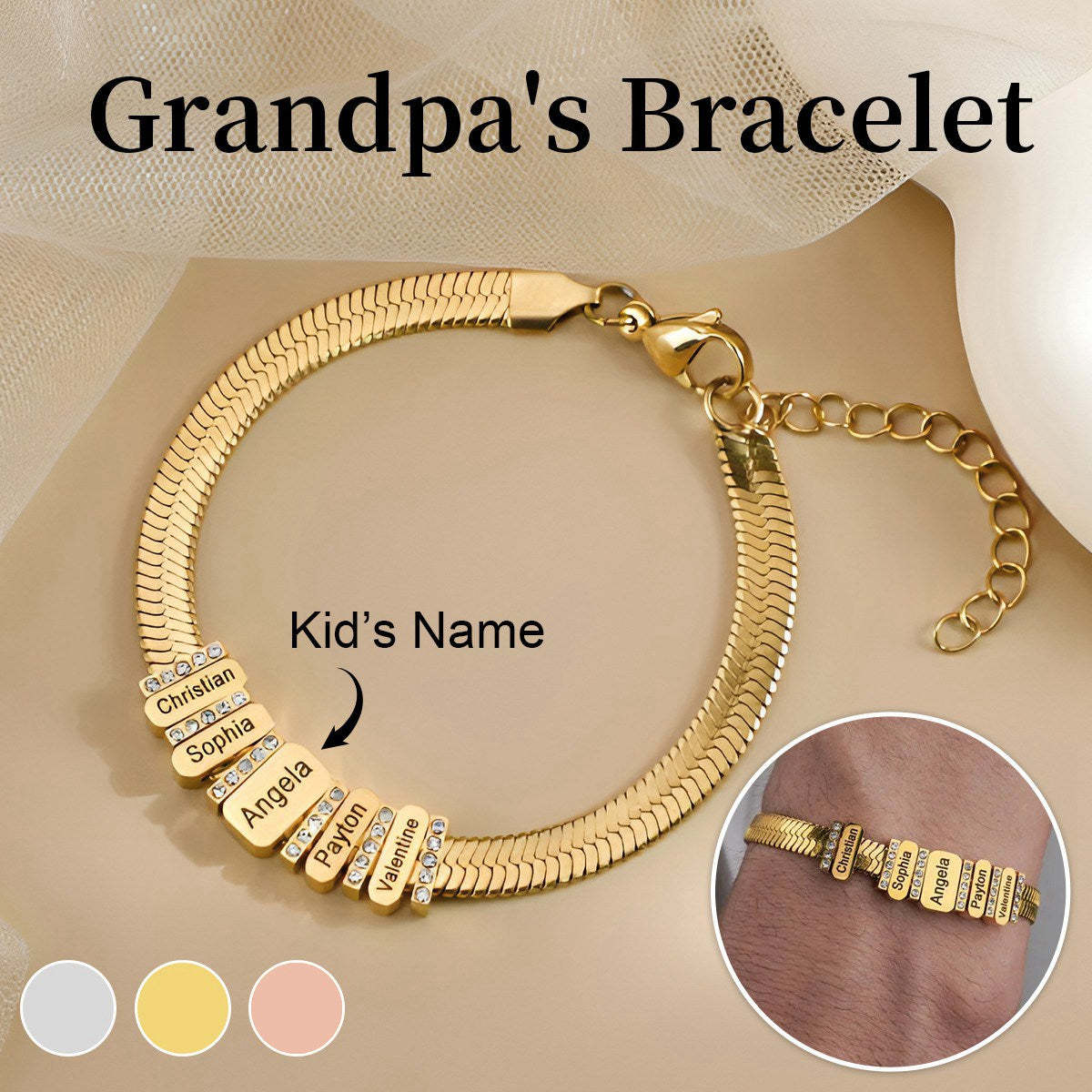 Personalised Flex Snake Chain Man's Bracelet-Gift for Dad/Grandpa