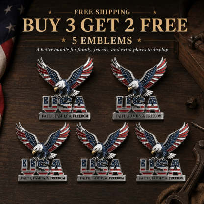 49% OFF - ★USA Faith, Family & Freedom★ Metal Emblem