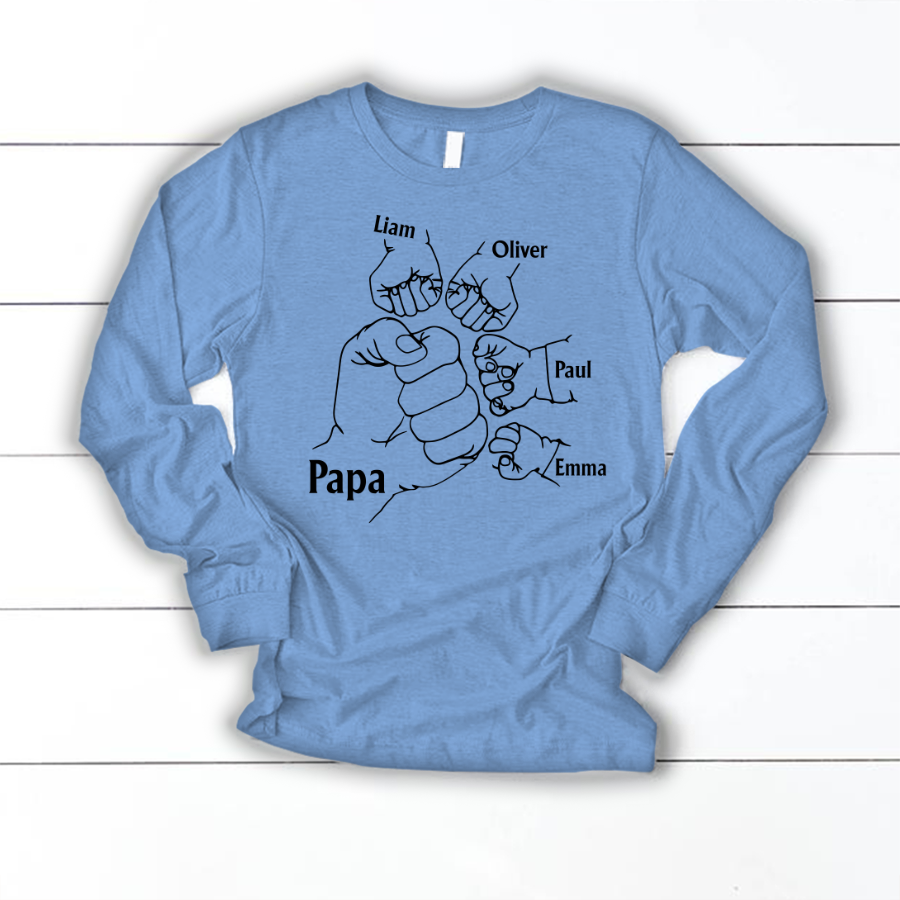 Papa And Kids Hand, Birthday Gift For Papa Longsleeve