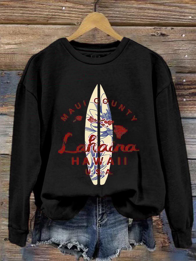 Women's Maui Lahaina Strong Print Crew Neck Sweatshirt