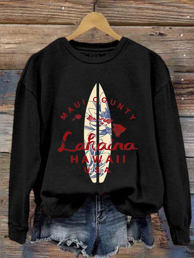 Women's Maui Lahaina Strong Print Crew Neck Sweatshirt