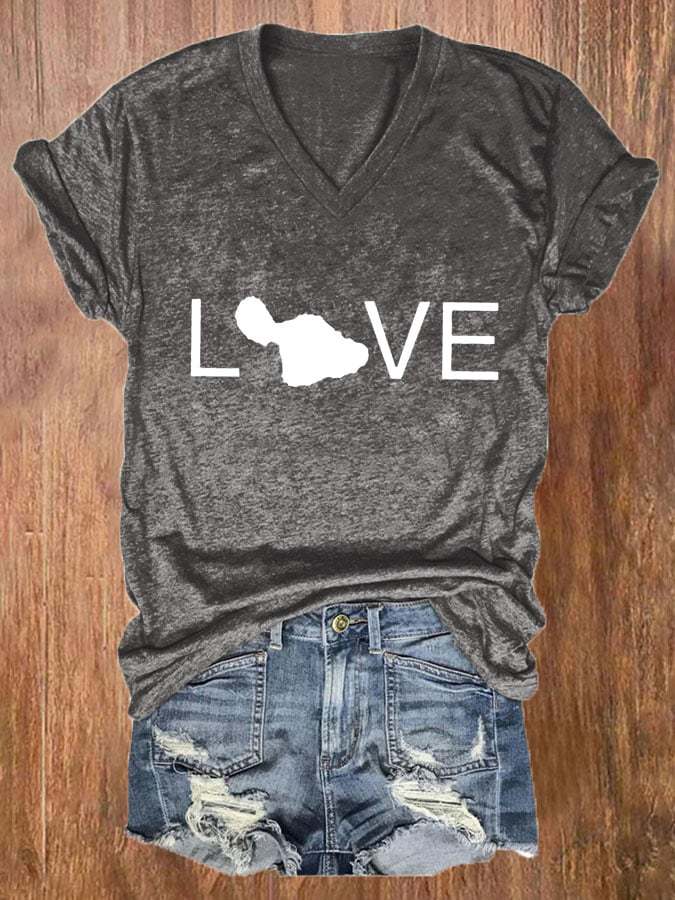 Women's Maui Strong My Heart Is With Maui Print Short Sleeve T-Shirt